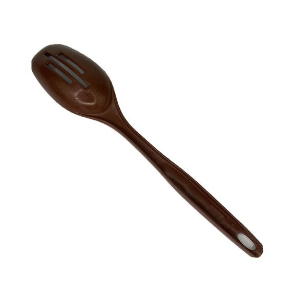 Foley Slotted Spoon Nylon Plastic Cooking Utensil Chocolate Brown Vintage - Picture 2 of 3